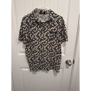 Roberto Collina Men's Polo Shirt Size 50 (L)‎ Leaf Design Dark Gray